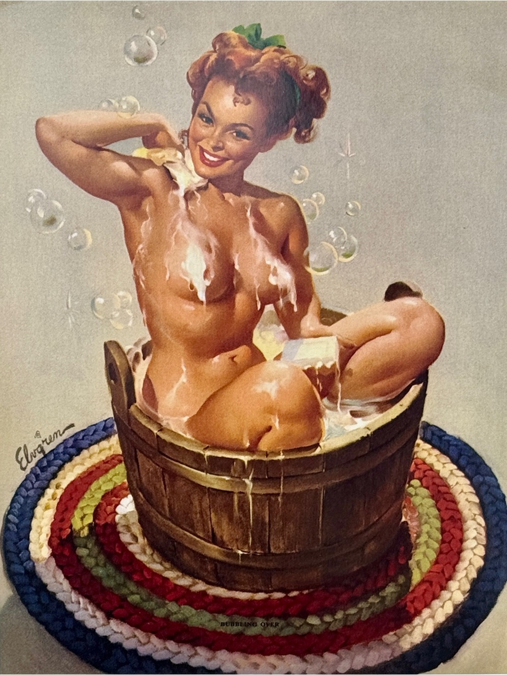 Classic Vintage Pin-Up Art Print Bath 1950s - Gil Elvgren